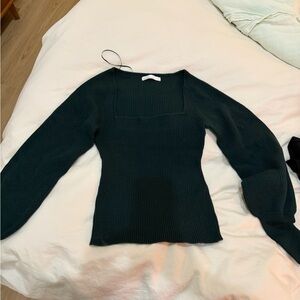 Oak & Fort Dark Green Ribbed Sweater